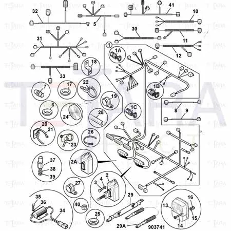 JCB Part No.# 721/12508, HARNESS CAB ROOF ROBOT SERIES2 - JCB Spare Parts