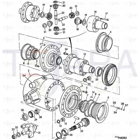 JCB Part No.# 458/70260, GA C/WHEEL & PINION 13/33 - JCB Spare Parts