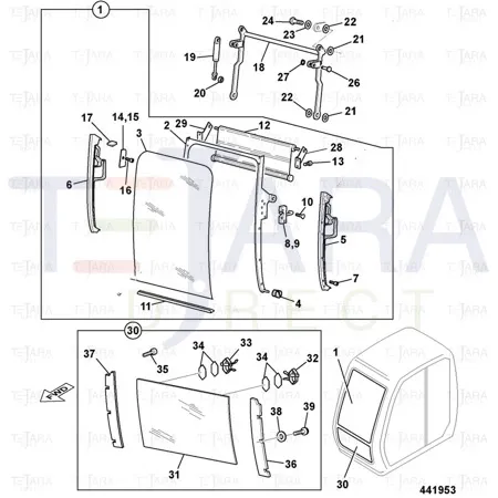JCB Part No.# JHN0178, GLASS(TIM-109919) - JCB Spare Parts