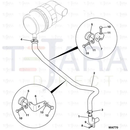 JCB Part No.# 834/11450, HOSE ASPIRATOR - JCB Spare Parts
