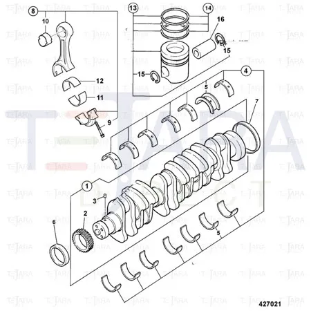 JCB Part No.# 02/911665, Piston assembly 0 - JCB Spare Parts
