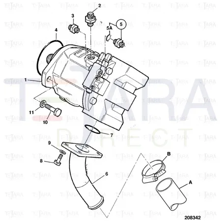 JCB Part No.# 834/10314, HOSE SUCTION - JCB Spare Parts
