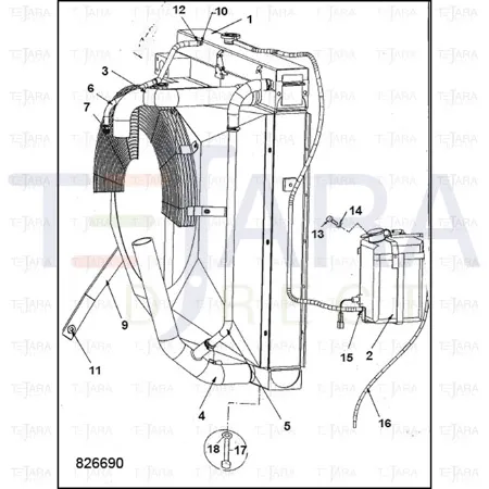 JCB Part No.# 229/01037, RADIATOR HOSE-TOP - JCB Spare Parts