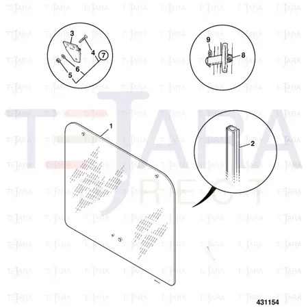JCB Part No.# 827/80224, (P) REAR GLASS~LDL P68 - JCB Spare Parts