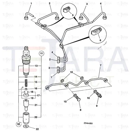 JCB Part No.# 02/201831, PIPE INJECTOR - JCB Spare Parts