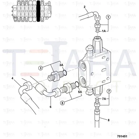 JCB Part No.# 649/51624, HOSE 1/4BSP 740mm - JCB Spare Parts