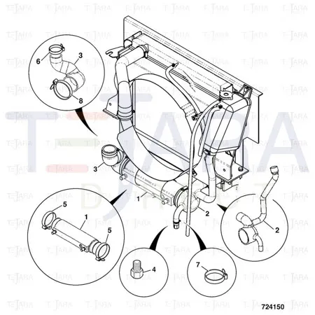 JCB Part No.# 834/10827, OIL COOLER HOSE VISTA RTF - JCB Spare Parts