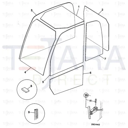 JCB Part No.# 827/30503, GLASS UPPER DOOR G - JCB Spare Parts