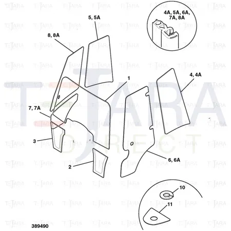 JCB Part No.# 827/80152, SIDE GLASS PANEL - JCB Spare Parts