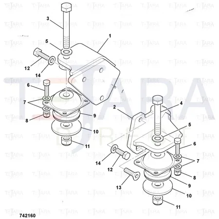 JCB Part No.# 335/08805, WA L/H MOUNT engine - JCB Spare Parts