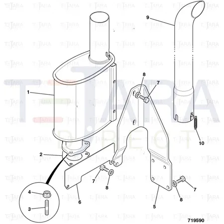 JCB Part No.# 331/35697, EXHAUST SILENCER - JCB Spare Parts