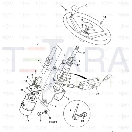 JCB Part No.# 160/00959, COLUMN INNER STEER - JCB Spare Parts