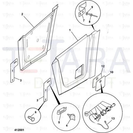 JCB Part No.# 128/13397, PANEL, ASSEMBLY RH WITH SOUNDPROOFING - JCB Spare Parts
