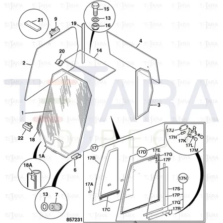 JCB Part No.# 827/80448, (W) (P) REAR SCREEN NEW TINT P209 ROBOT - JCB Spare Parts