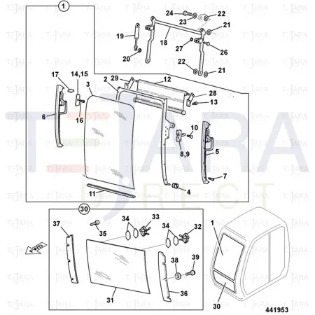 JCB Part No.# 331/36363, COMPLETE WINDSCREEN (TIM-703104) - JCB Spare Parts
