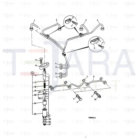 JCB Part No.# 02/201322, PIPE INJECTOR NO.2 - JCB Spare Parts