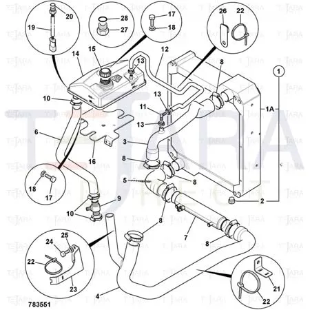 JCB Part No.# 834/11154, HOSE - FILLER - JCB Spare Parts