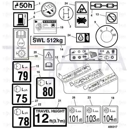 JCB Part No.# 817/17068, LABEL fuselink box - JCB Spare Parts