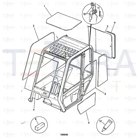 JCB Part No.# 160/00760, GLASS,REAR HNGD TNTD WPR MTR MNT - JCB Spare Parts