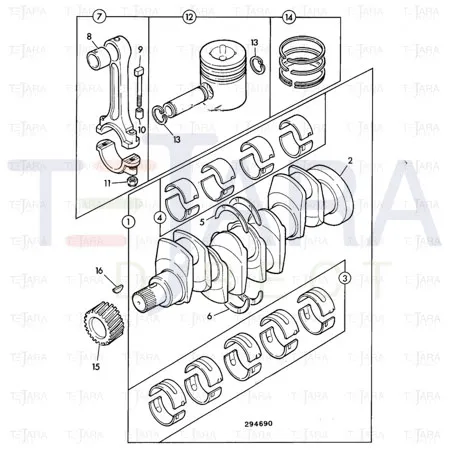 JCB Part No.# 02/201287, CRANKSHAFT ASSEMBL - JCB Spare Parts
