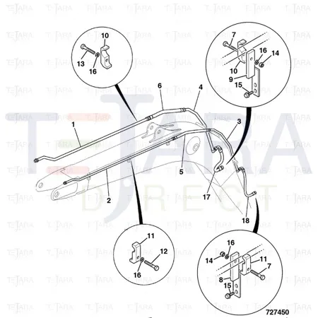 JCB Part No.# JLV1693, HAMMER RETURN PIPE - JCB Spare Parts