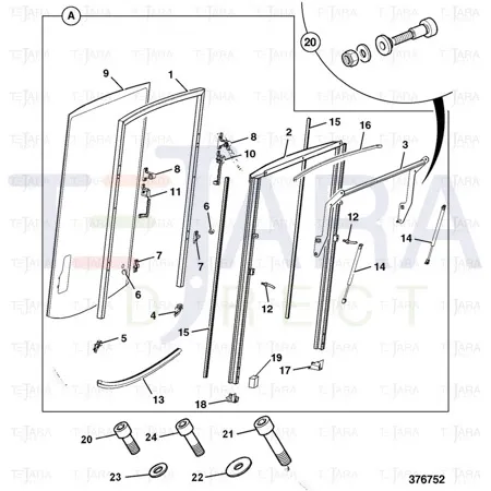 JCB Part No.# 827/80310, REAR WINDSCREEN GLASS - JCB Spare Parts