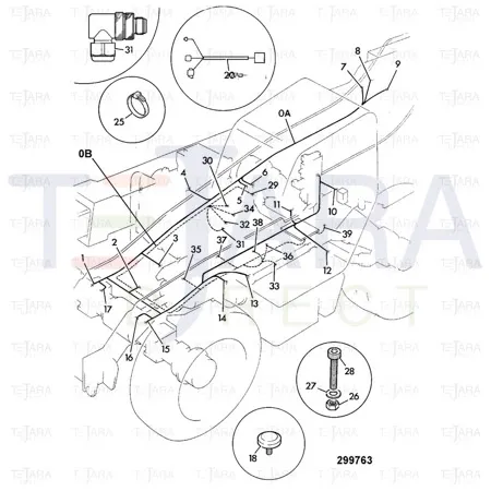 JCB Part No.# 721/00369, HARNESS REAR LIGHT - JCB Spare Parts