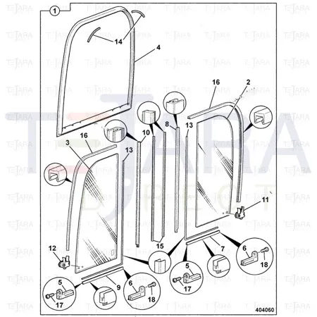JCB Part No.# 927/20045, Glass Rear sliding - JCB Spare Parts