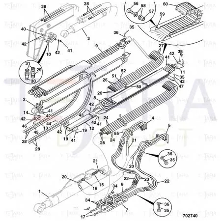 JCB Part No.# 332/D4479, WA LH UNDERBOOM PIPE - JCB Spare Parts