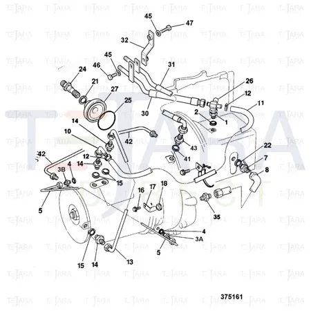 JCB Part No.# 455/01201, PIPE ASSY - OIL RETURN - JCB Spare Parts
