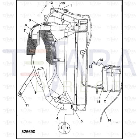 JCB Part No.# 229/01038, RADIATOR HOSE-BTM - JCB Spare Parts