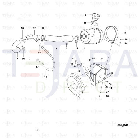 JCB Part No.# 2880/03822, Hose Air Induction - JCB Spare Parts