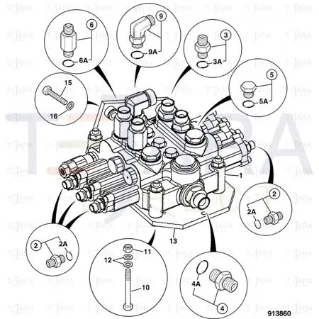 JCB Part No.# 25/223085, 3 SPOOL VALVE SERVO - JCB Spare Parts