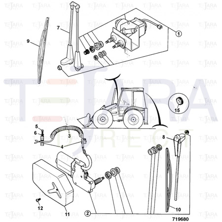 JCB Part No.# 714/40144, WIPER ARM REAR - JCB Spare Parts