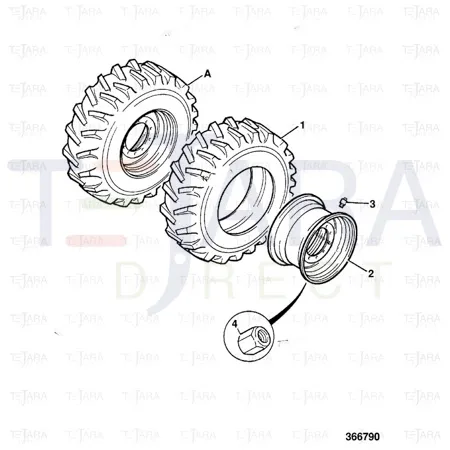 JCB Part No.# 42/922700, Tyre 12 x 16.5, 10ply Solideal(R260-F/R) - JCB Spare Parts