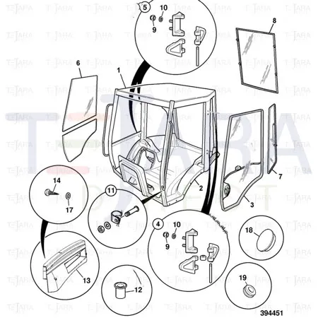 JCB Part No.# 128/11287, GA HINGE DOOR / WINDOW - JCB Spare Parts