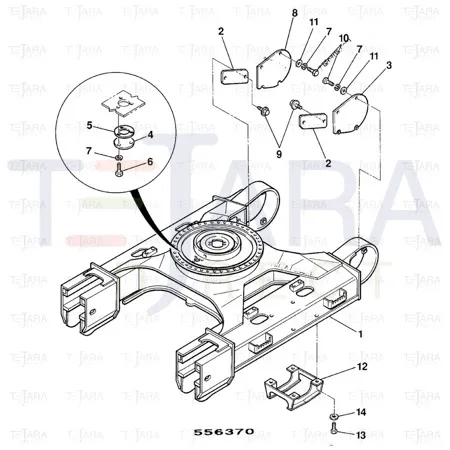 JCB Part No.# JRA0306, COVER -TRACK MOTOR - JCB Spare Parts