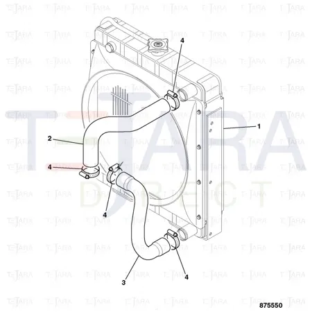 JCB Part No.# 834/11470, Hose top radiator - JCB Spare Parts