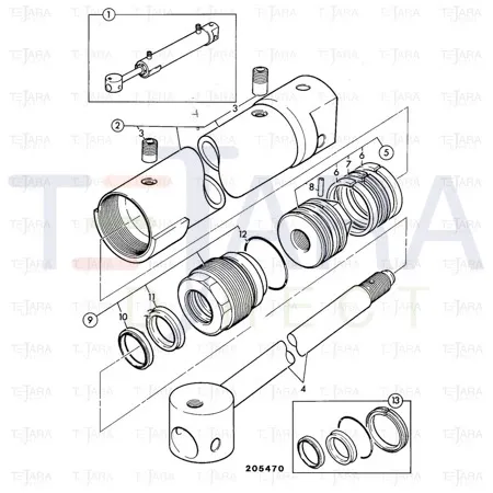JCB Part No.# 551/70008, WA.CYLINDER 411/16 QHITCH - JCB Spare Parts