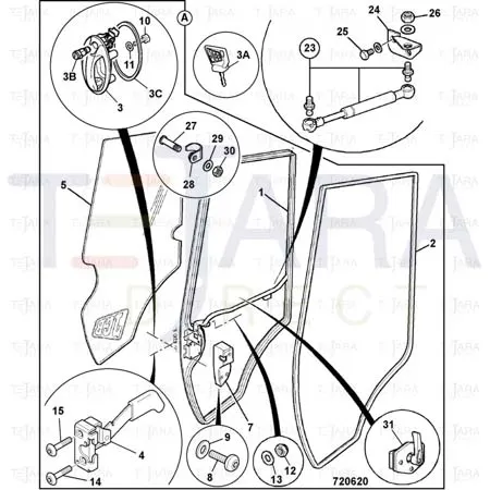 JCB Part No.# 335/07626, JCB-DOOR FRAME RH SIDE - JCB Spare Parts