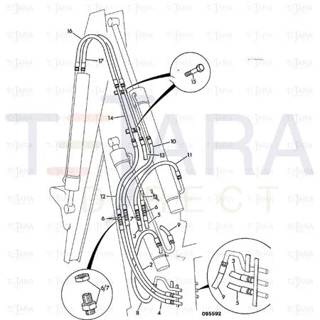 JCB Part No.# 613/05500, HOSE 35 1/2 STR/STR - JCB Spare Parts
