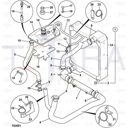 JCB Part No.# 834/11149, HOSE - BOTTOM TRANS - JCB Spare Parts
