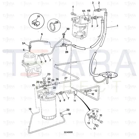 JCB Part No.# 649/40300, HOSE DIESEL FEED - JCB Spare Parts