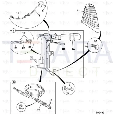 JCB Part No.# 332/C9365, CABLE parkbrake - JCB Spare Parts