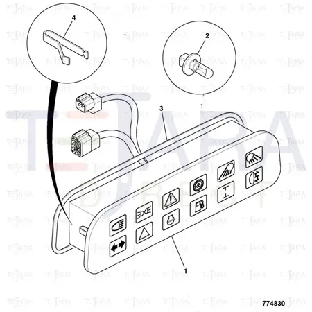 JCB Part No.# 332/D2488, (W) (P) (IM) WARNING LAMP CLUSTER - JCB Spare Parts