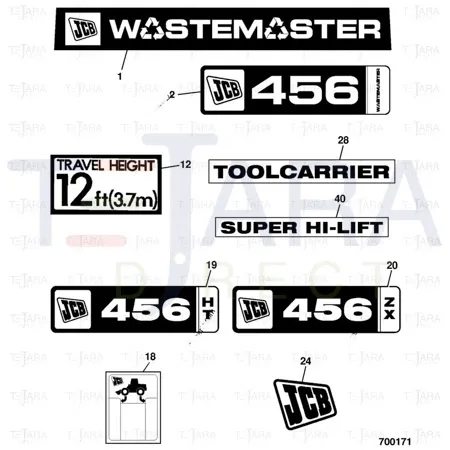 JCB Part No.# 332/R6401, Decal engine cover 456 WM - JCB Spare Parts