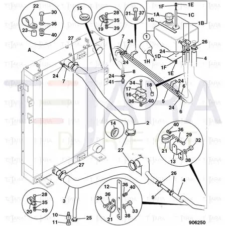 JCB Part No.# 834/11212, WATER FEED HOSE - 426 - JCB Spare Parts