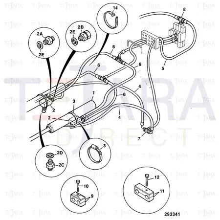 JCB Part No.# 611/05000, HOSE 1/4BSP 1580mm (P392) - JCB Spare Parts