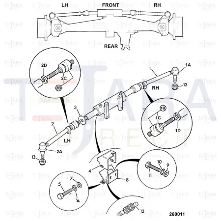 JCB Part No.# 128/13949, TRACKROD LINK Aws - JCB Spare Parts