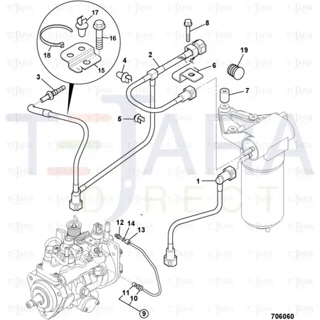 JCB Part No.# 02/203021, PIPE FUEL FEED - JCB Spare Parts